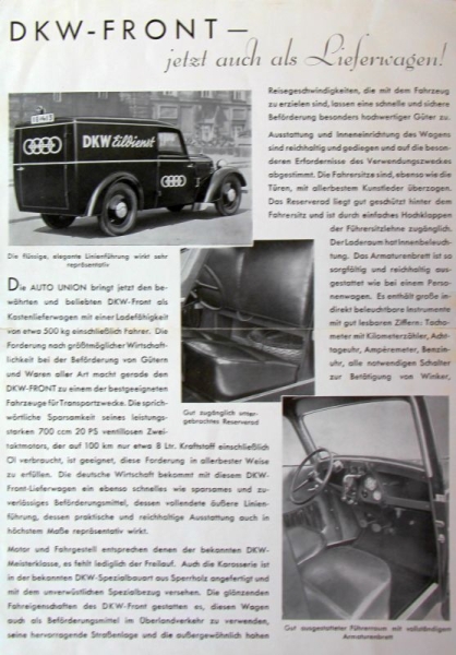 DKW Front Commercialcar Modelprogram 1936 Carbrochure (7136)